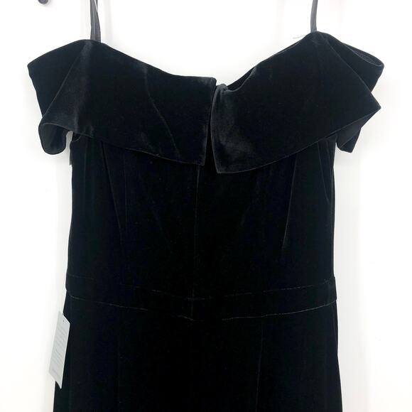 XSCAPE Women's Deta Off Shoulder Jumpsuit Size 12 Black Velvet Fold Over NWT - Picture 7 of 13